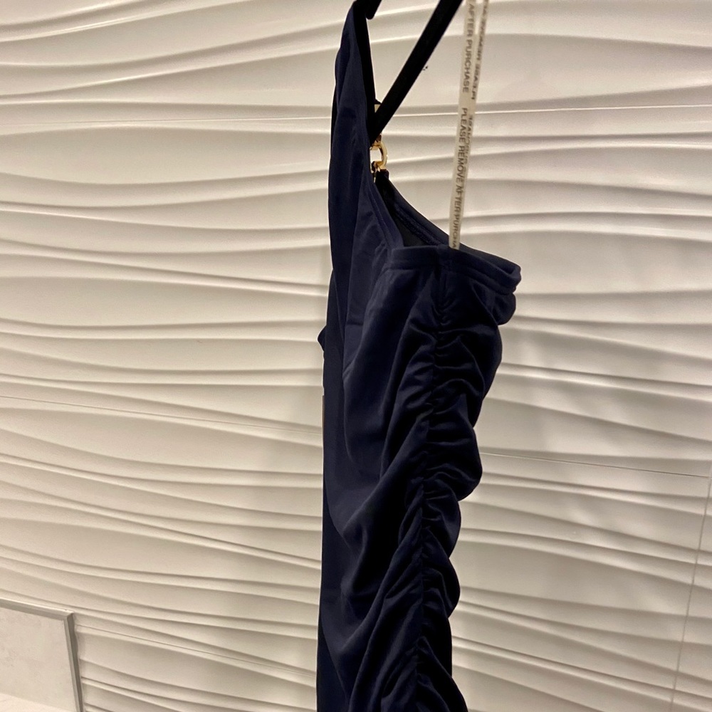 NWT summer beach luxury Michael Kors one shoulder navy bathing suit - Picture 13 of 14